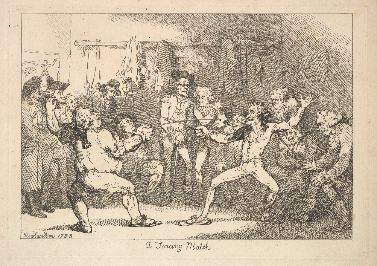Miekkailu, 1788. tekijältä Thomas Rowlandson