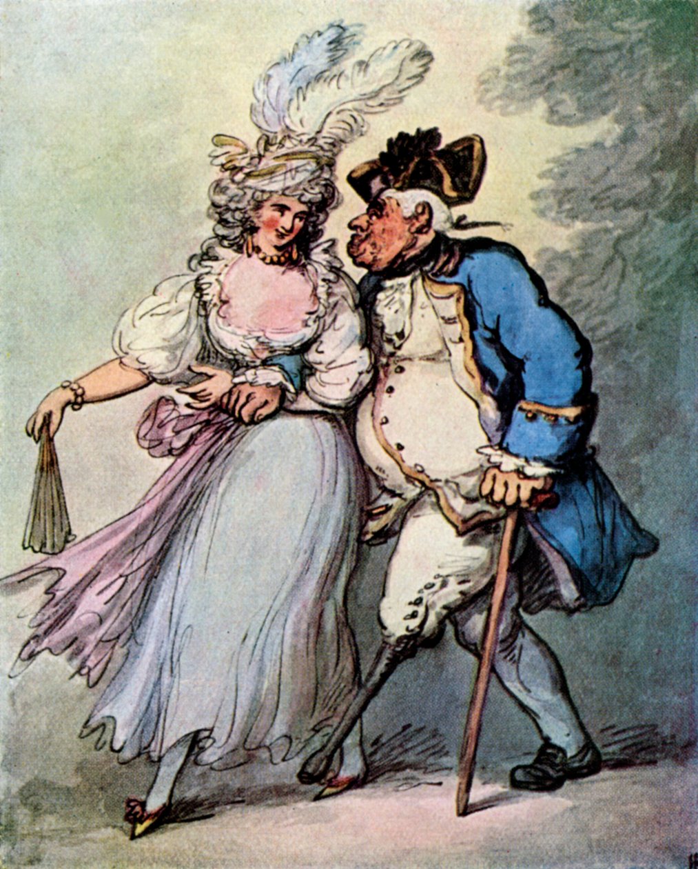 Ranskalainen fregatti hinaamassa englantilaista sotamiestä satamaan, 1700-luvun loppu - 1800-luvun alku, 1929. tekijältä Thomas Rowlandson