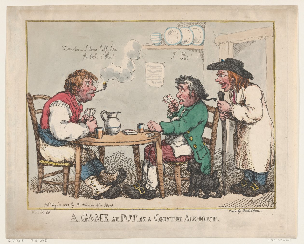 Peli Put in a Country Alehousessa, 10. elokuuta 1799, 10. elokuuta 1799. tekijältä Thomas Rowlandson