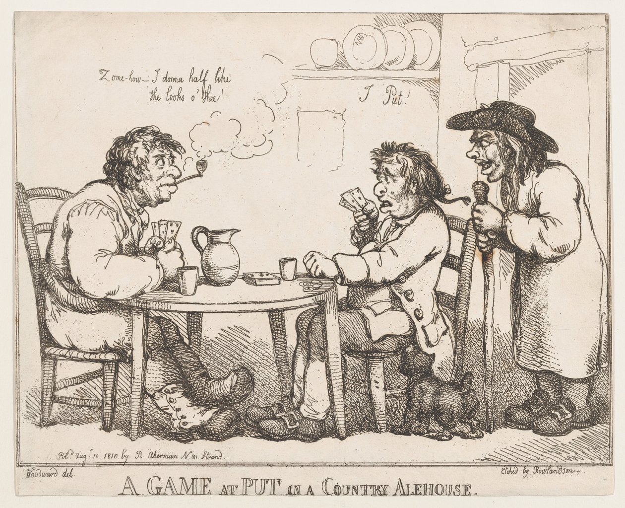 Peli Put in a Country Alehousessa, 10. elokuuta 1810, 10. elokuuta 1810. tekijältä Thomas Rowlandson
