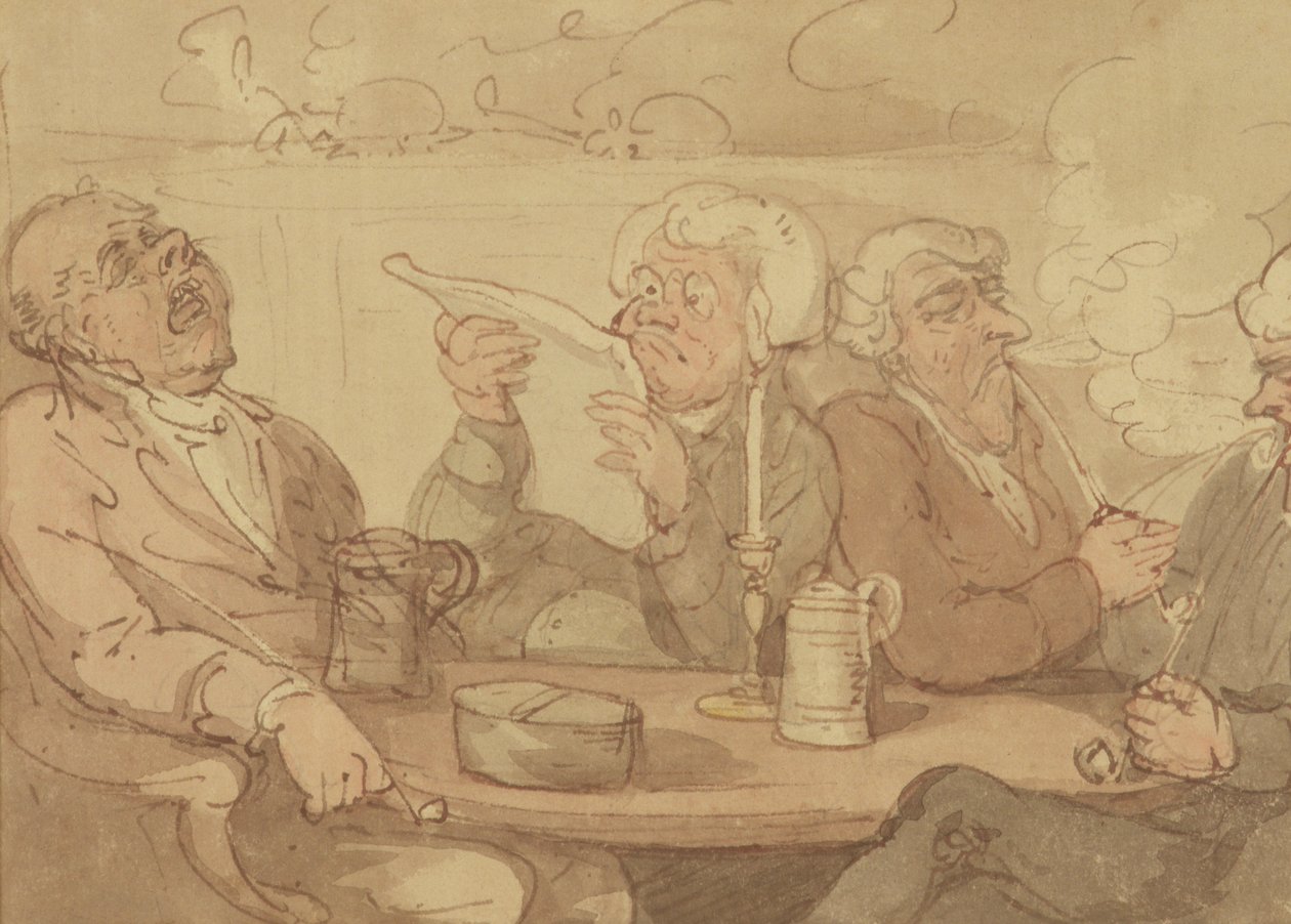 A Gentlemans Club (muste ja wc paperille) tekijältä Thomas Rowlandson
