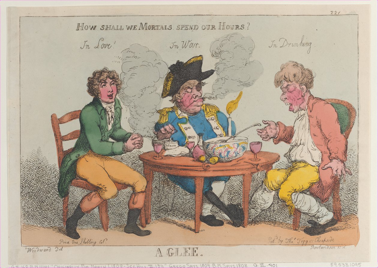A Glee, 1. maaliskuuta 1808, 1. maaliskuuta 1808. tekijältä Thomas Rowlandson