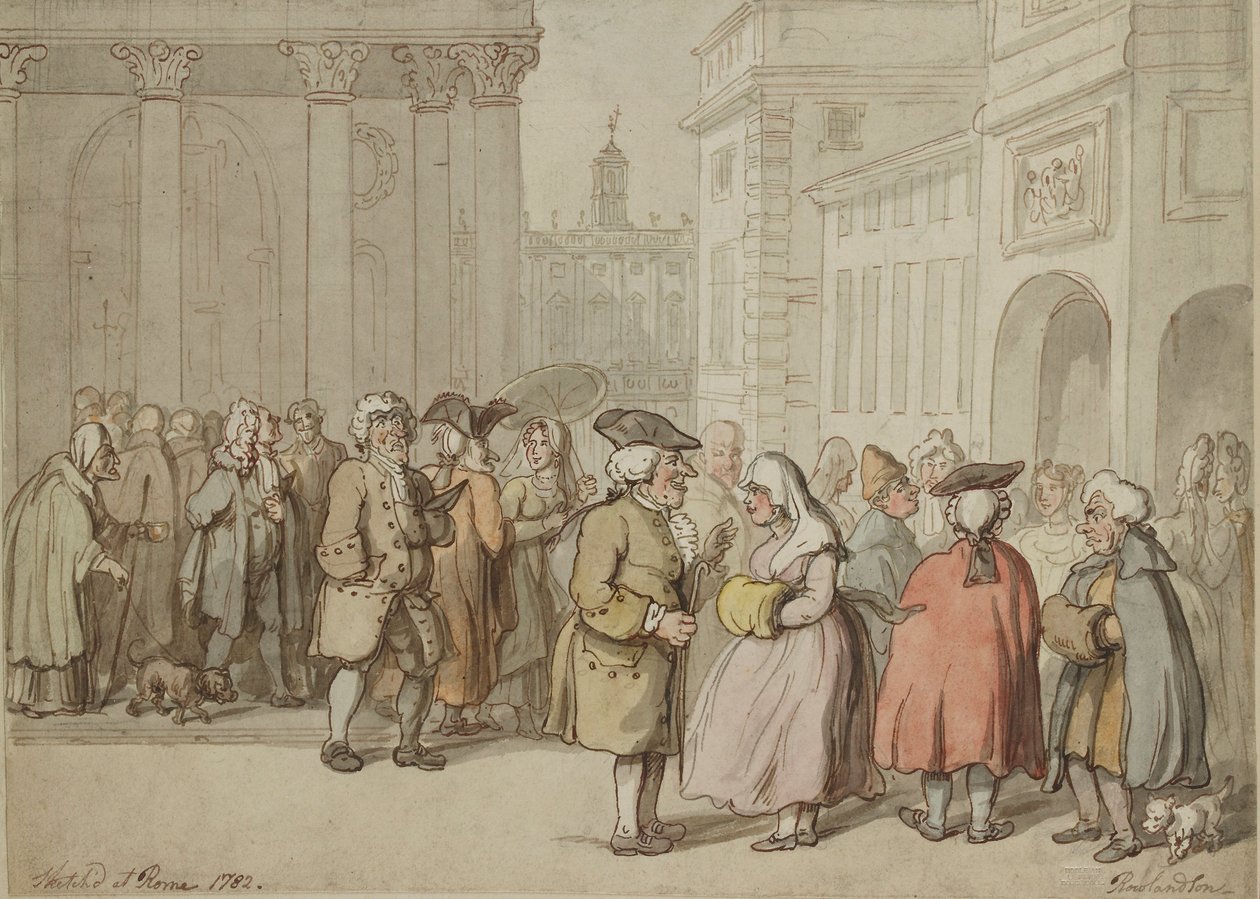 Ryhmä luonnosteltu Roomassa, 1770-1820 tekijältä Thomas Rowlandson