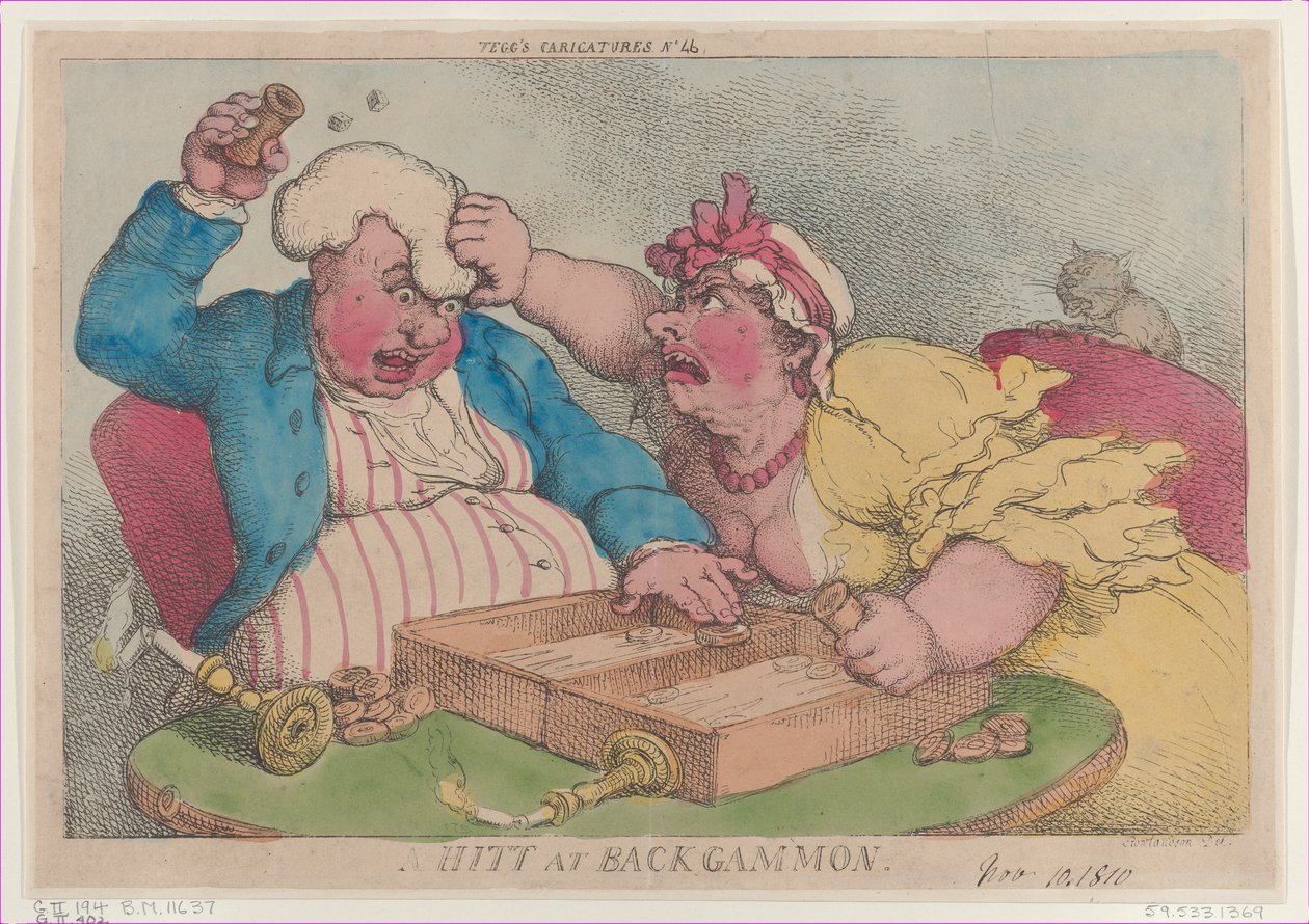 Hitt Backgammonissa, 9. marraskuuta 1810, 9. marraskuuta 1810. tekijältä Thomas Rowlandson