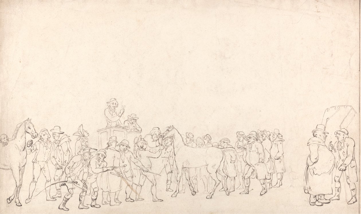 Hevosmyynti Hopkinsin varastolla (Yleiskatsaus) tekijältä Thomas Rowlandson