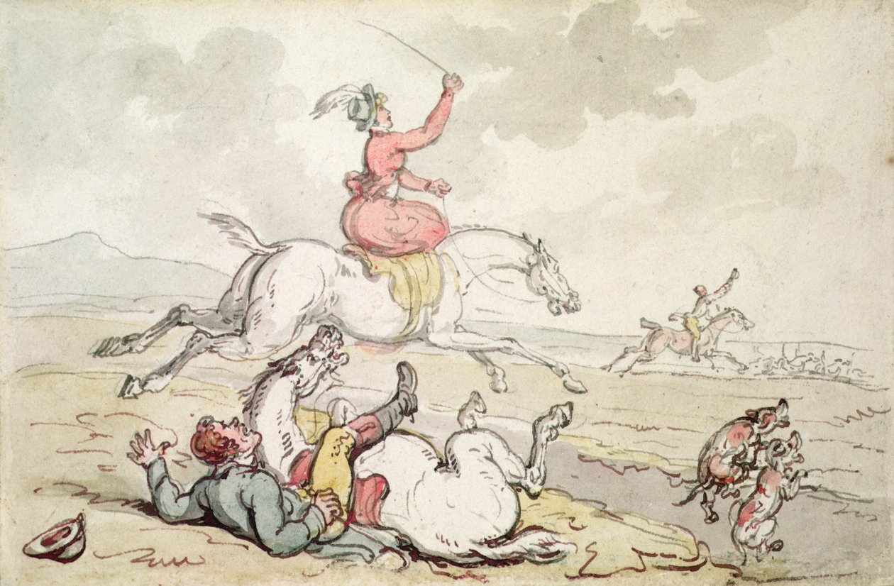 Metsästystapahtuma (kynä ja muste ja akvarelli paperille) tekijältä Thomas Rowlandson