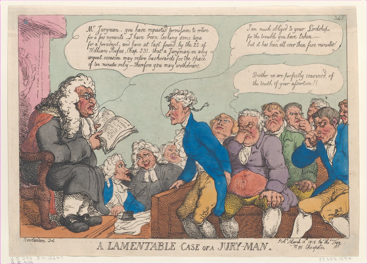 Tuomariston valitettava tapaus, 10. maaliskuuta 1815, 10. maaliskuuta 1815. tekijältä Thomas Rowlandson