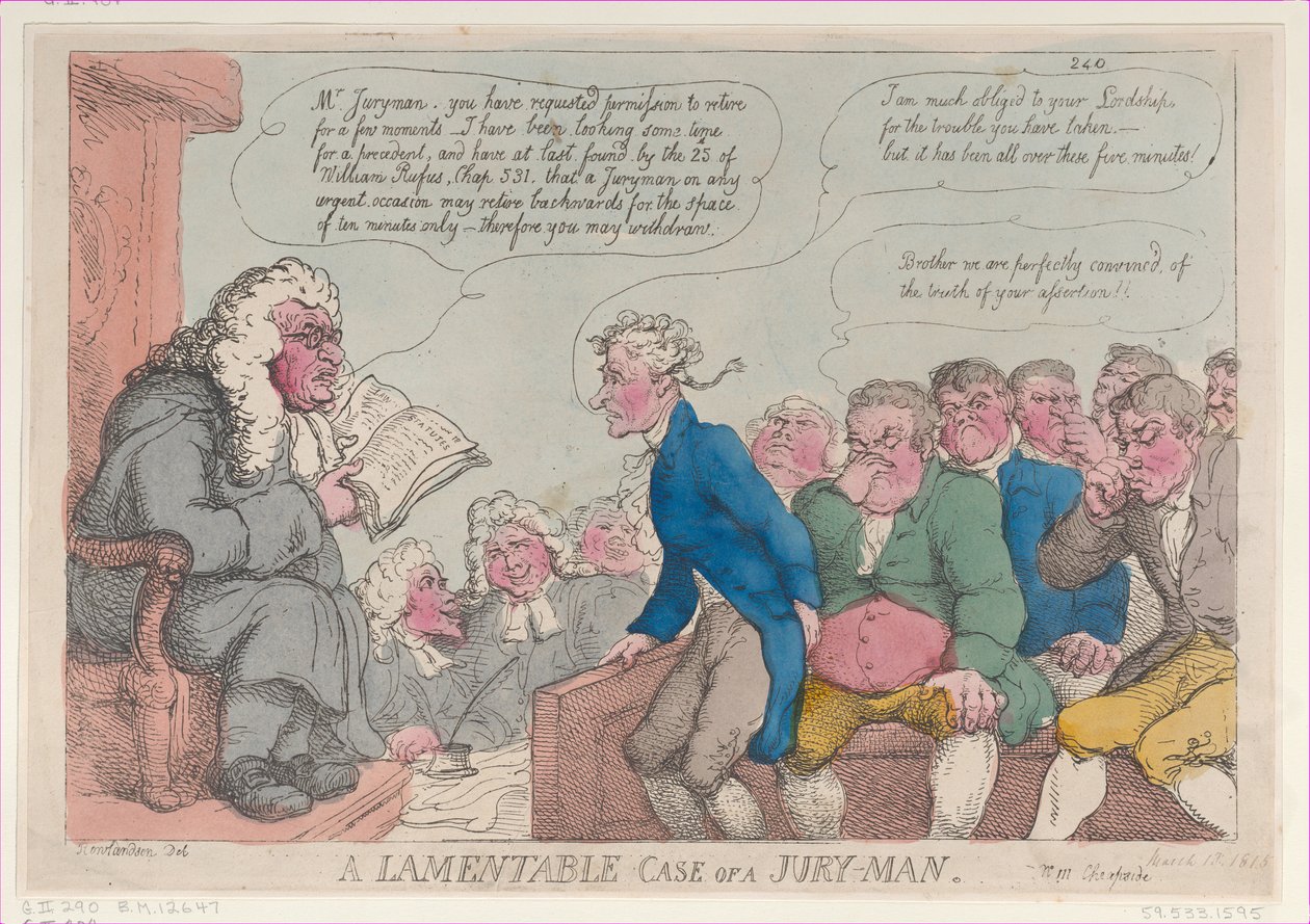 Tuomariston valitettava tapaus, 10. maaliskuuta 1815, 10. maaliskuuta 1815. tekijältä Thomas Rowlandson