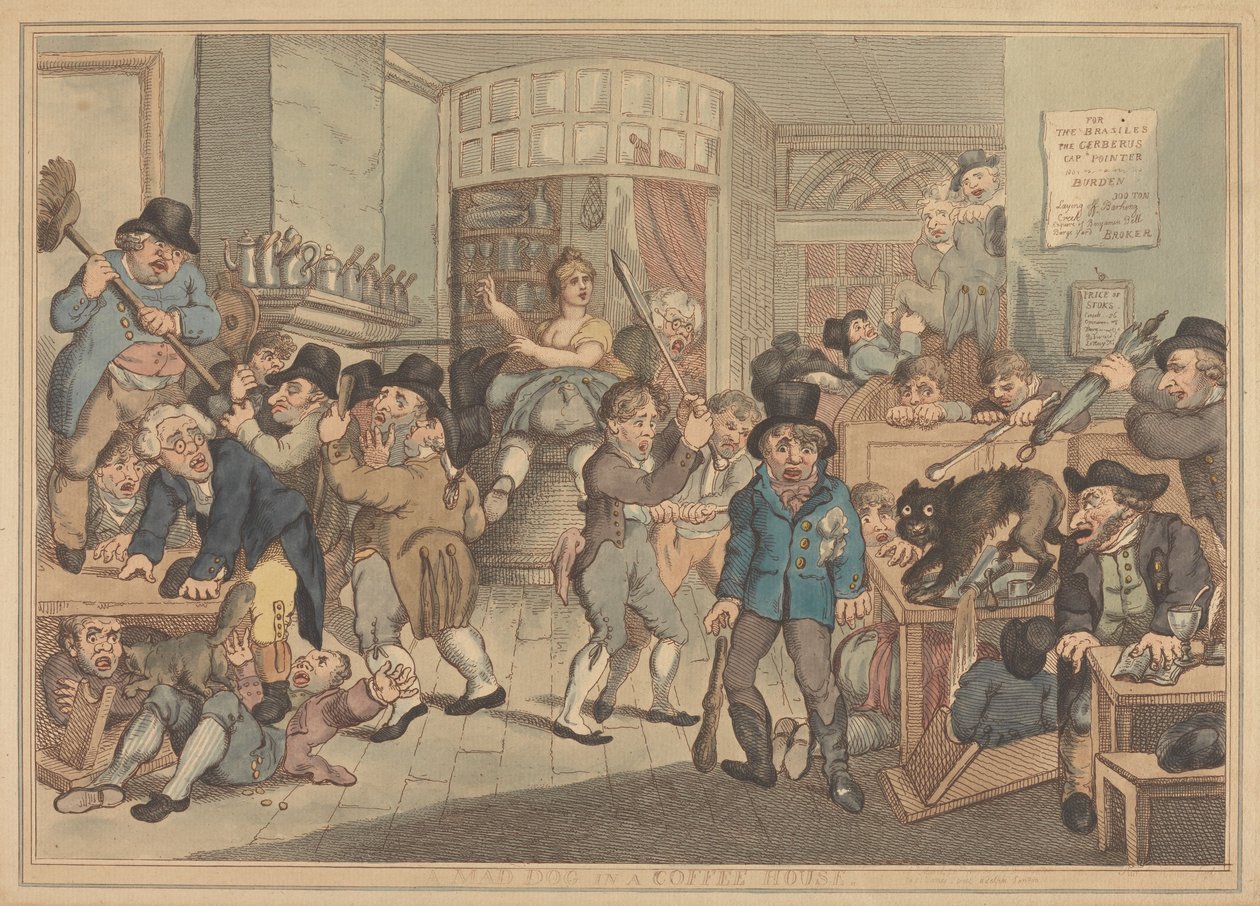 Hullu koira kahvilassa tekijältä Thomas Rowlandson