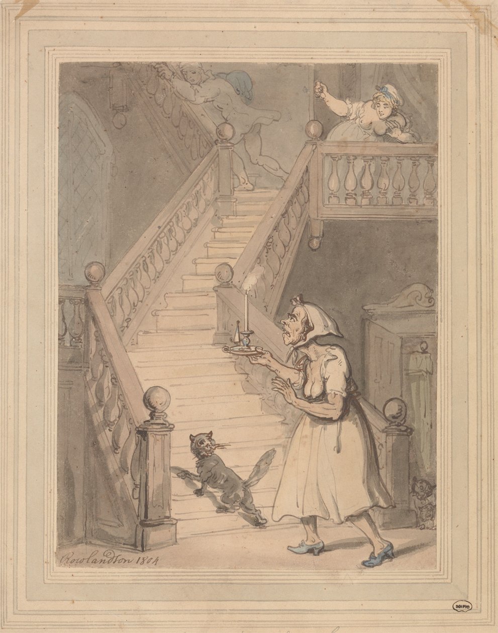 Naimaton täti, joka haistaa tulen tekijältä Thomas Rowlandson