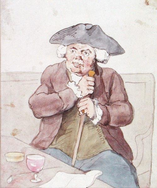 Mies istuu tavernassa (kynä, ruskea muste ja akvarelli paperille) tekijältä Thomas Rowlandson