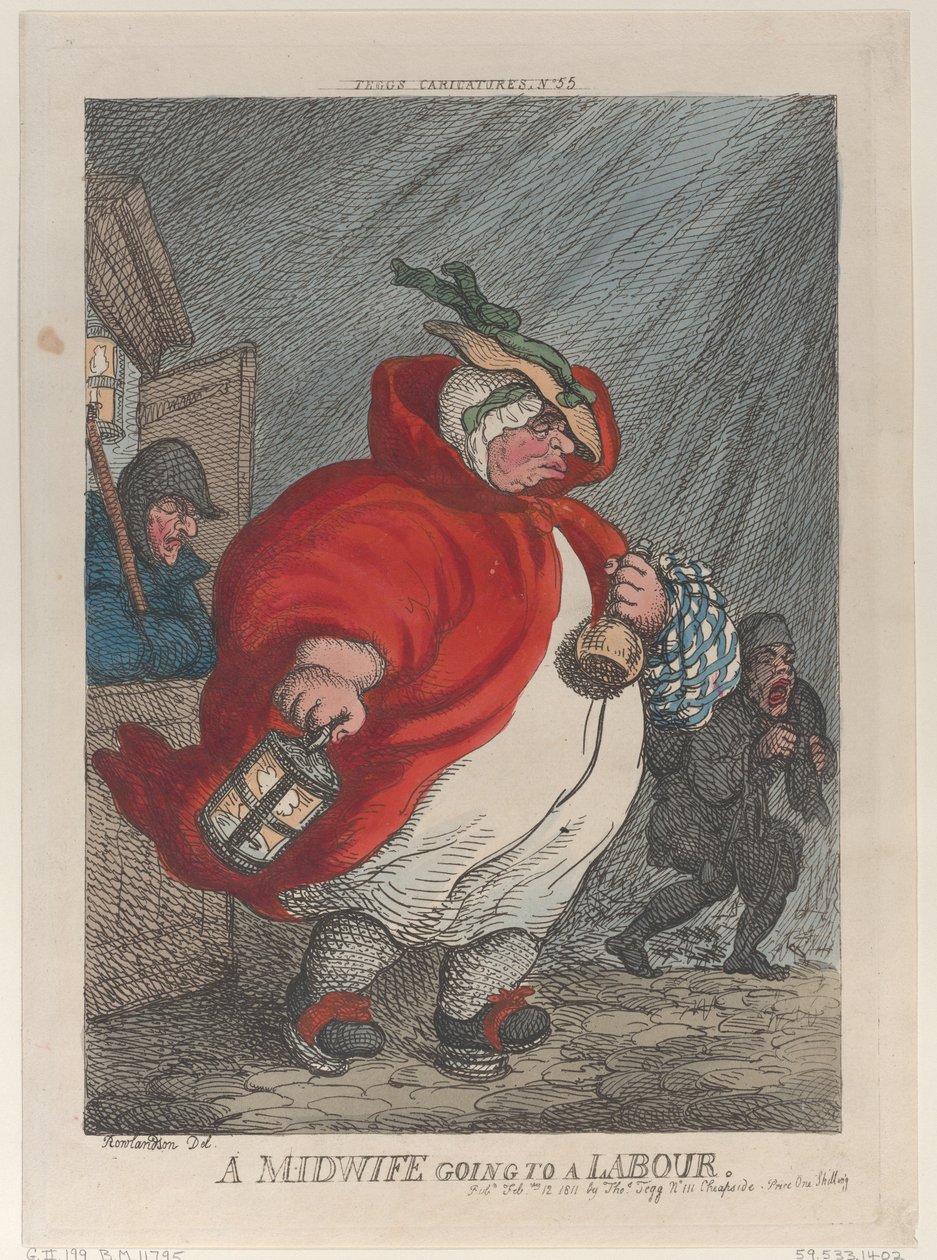 Kätilö lähtee töihin, 12. helmikuuta 1811, 12. helmikuuta 1811. tekijältä Thomas Rowlandson