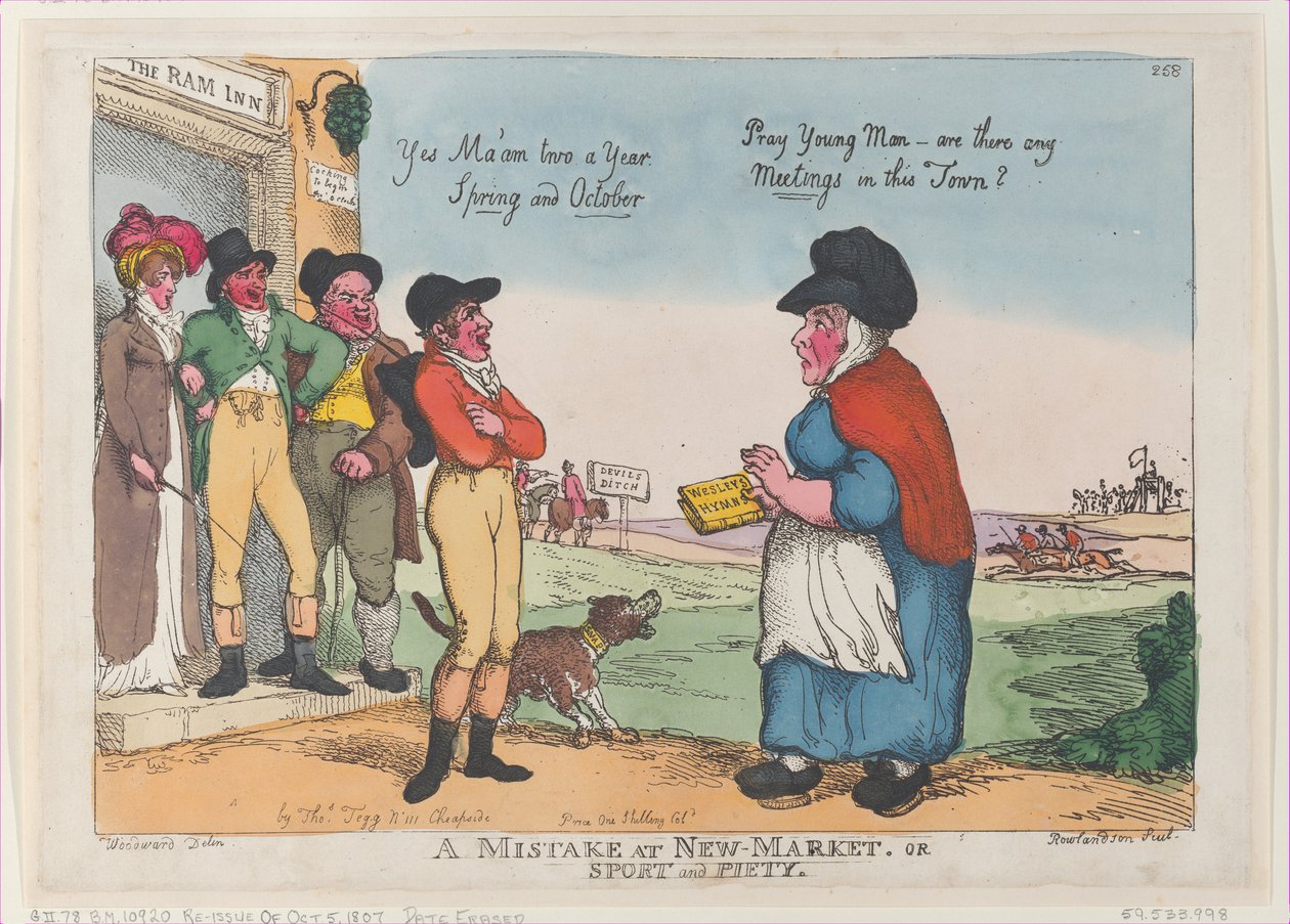 Virhe New Marketissa tai Urheilu ja hurskaus, 5. lokakuuta 1807, 5. lokakuuta 1807. tekijältä Thomas Rowlandson