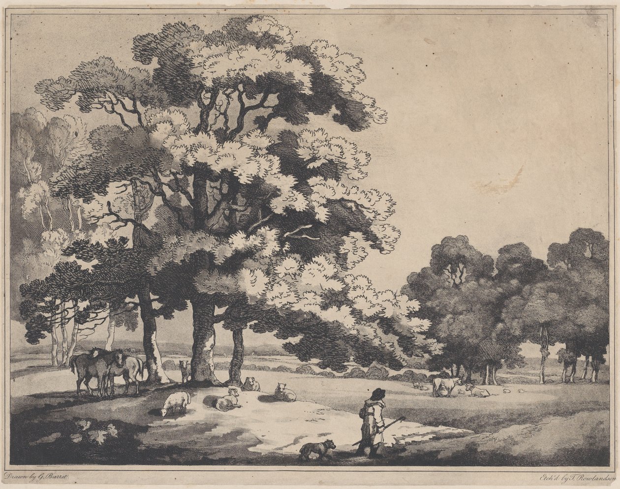 Puistomaisema, 1783-89, 1783-89. tekijältä Thomas Rowlandson