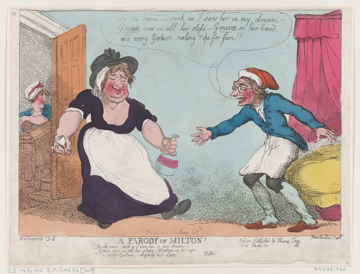 Parodia Miltonista, 1807, 1807. tekijältä Thomas Rowlandson