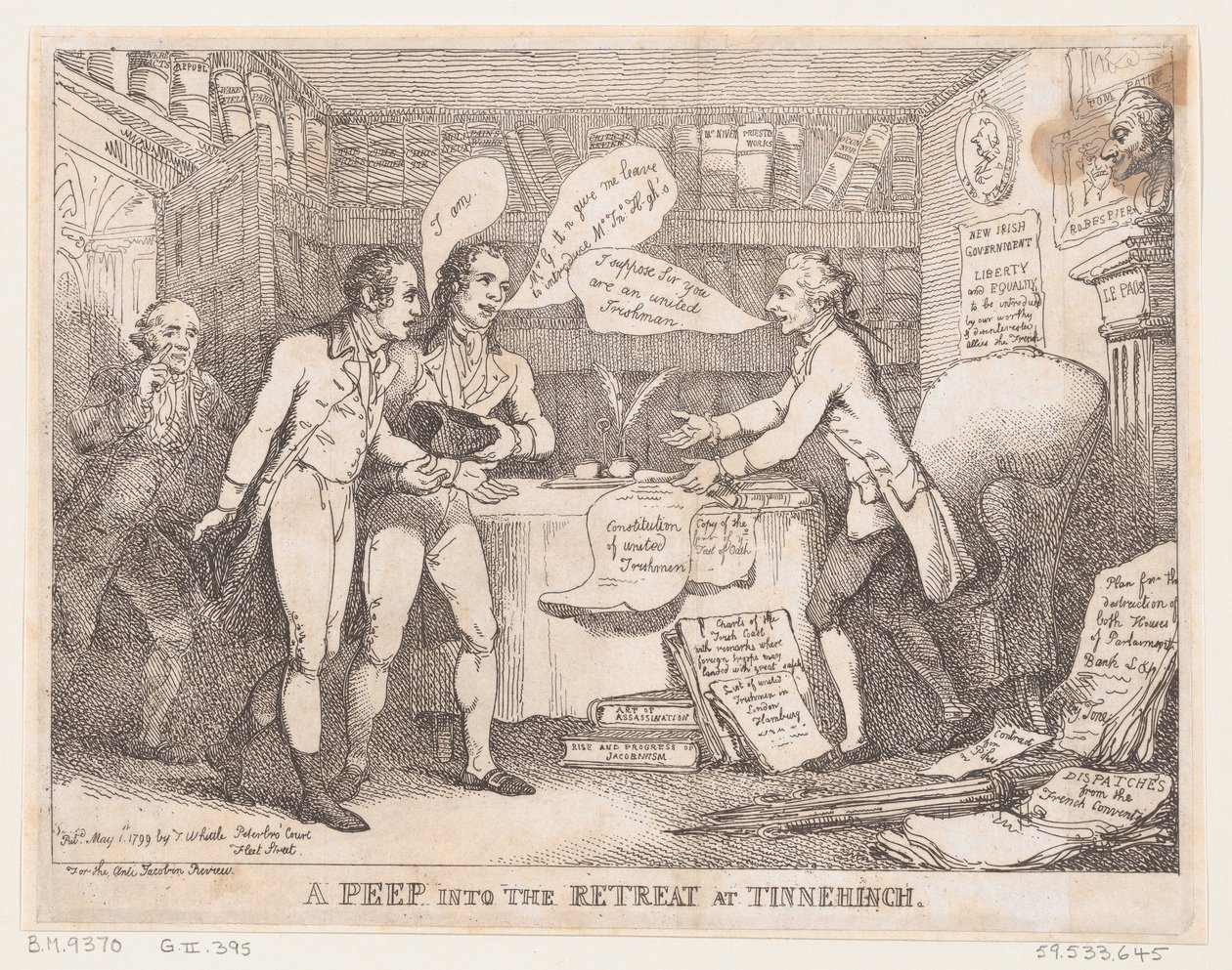 Kurkistus retriittiin Tinnechurch United Irishissa, 1. toukokuuta 1799, 1. toukokuuta 1799. tekijältä Thomas Rowlandson