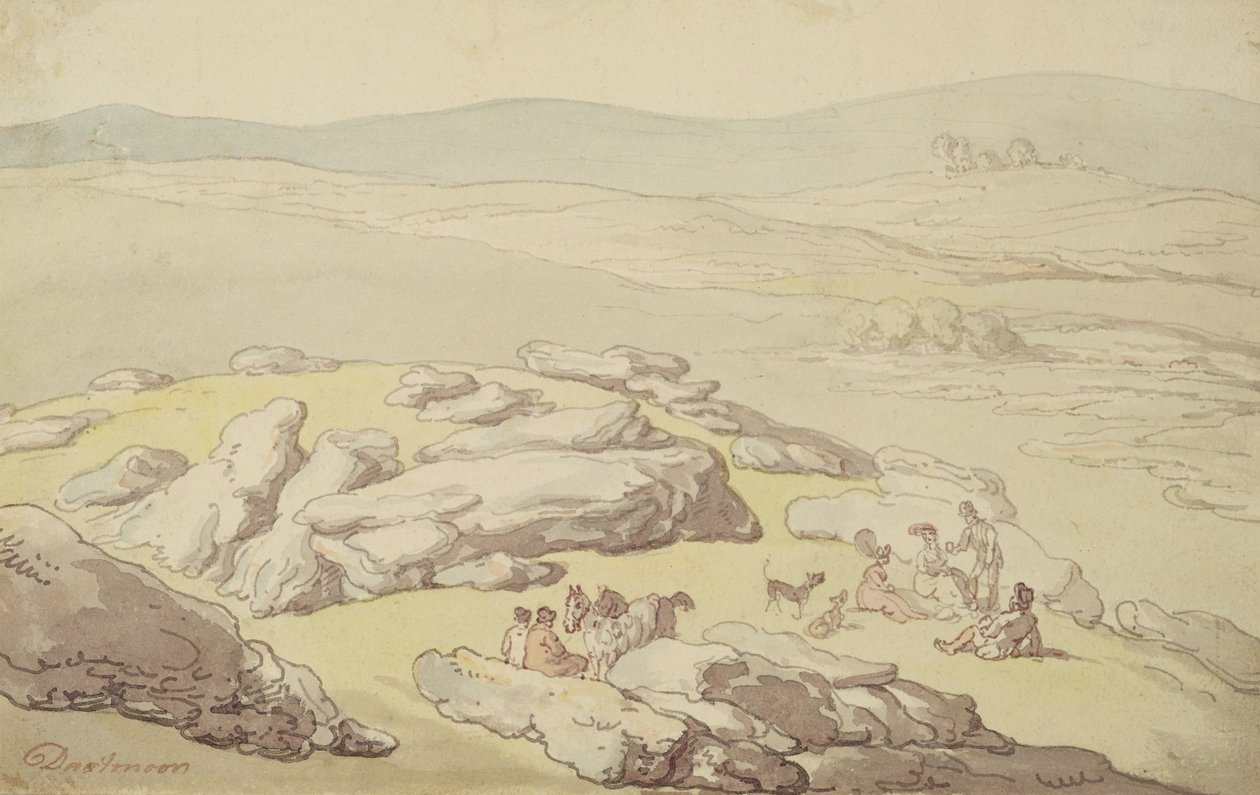 Piknik Dartmoorilla (kynä ja muste ja akvarelli paperille) tekijältä Thomas Rowlandson