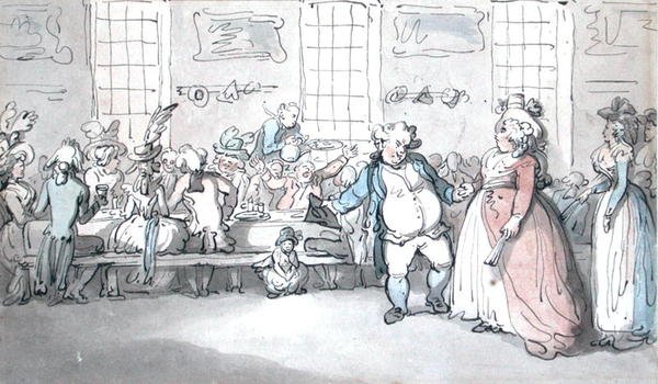 Julkinen aamiainen (tussi ja tussi ja akvarelli paperille) tekijältä Thomas Rowlandson