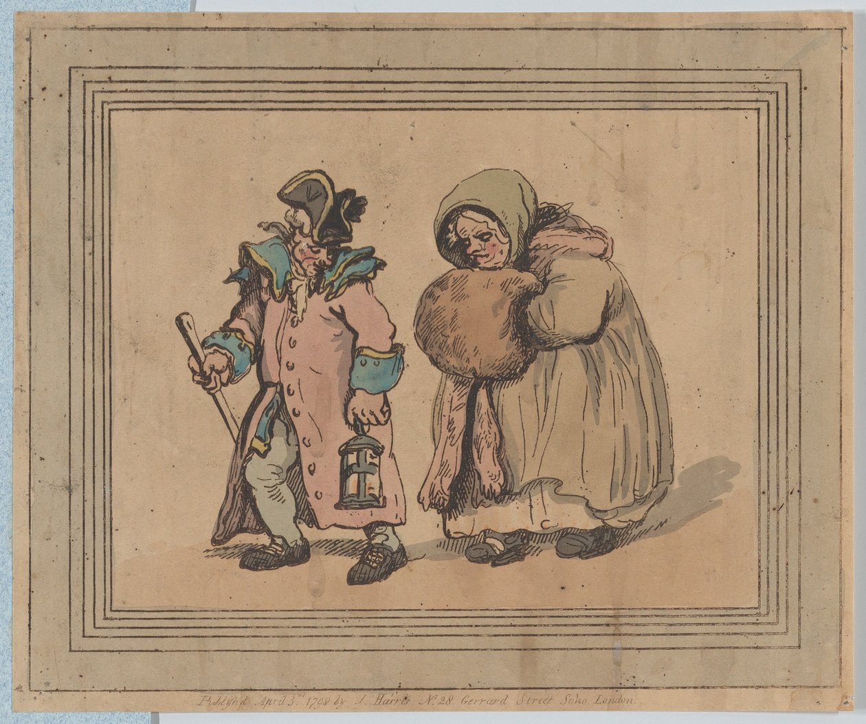 Paluu vierailulta, 3. huhtikuuta 1798, 3. huhtikuuta 1798. tekijältä Thomas Rowlandson