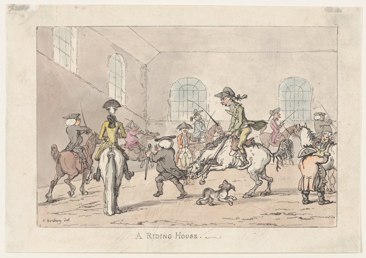 Ratsastustalo, 1799, 1799. tekijältä Thomas Rowlandson