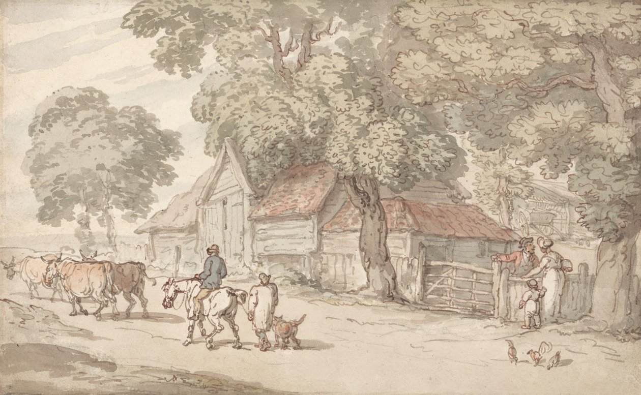 Tie maatilan vieressä tekijältä Thomas Rowlandson