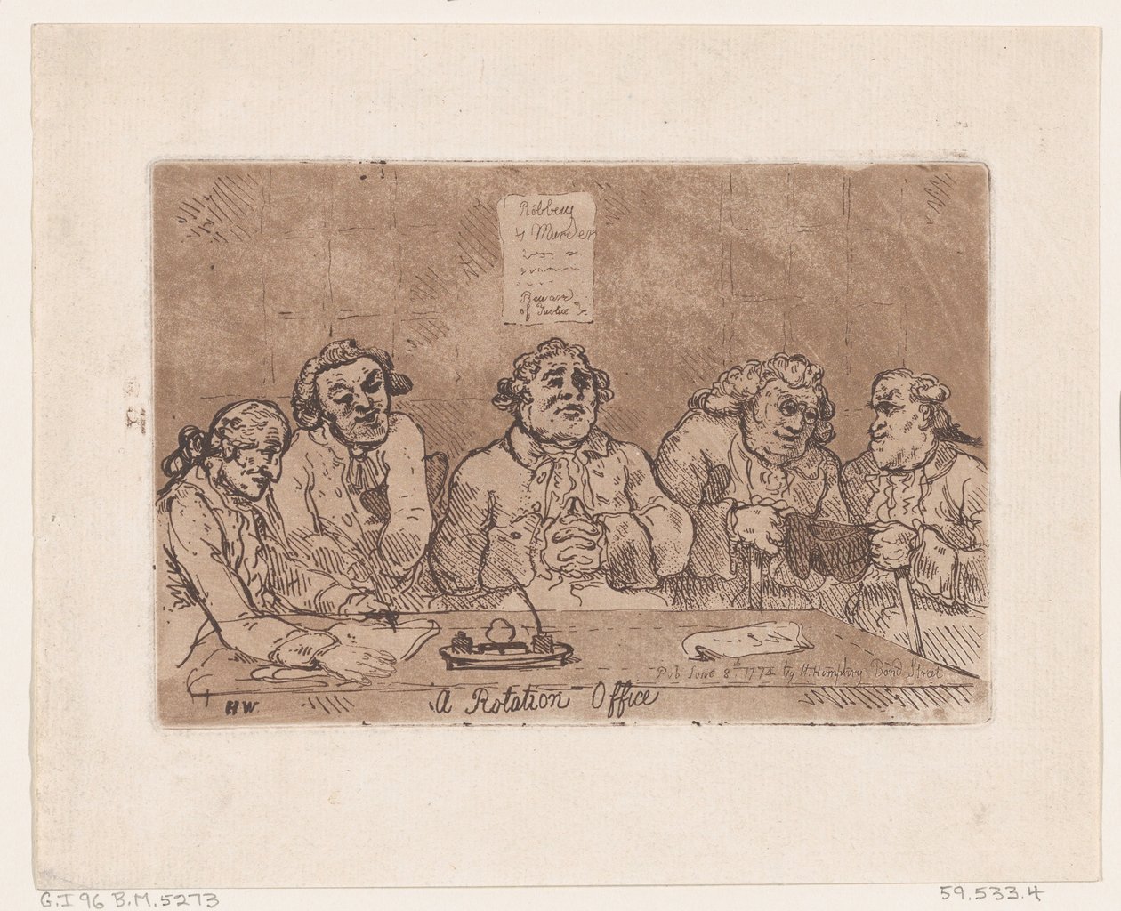 A Rotation Office, 8. kesäkuuta 1774, 8. kesäkuuta 1774. tekijältä Thomas Rowlandson