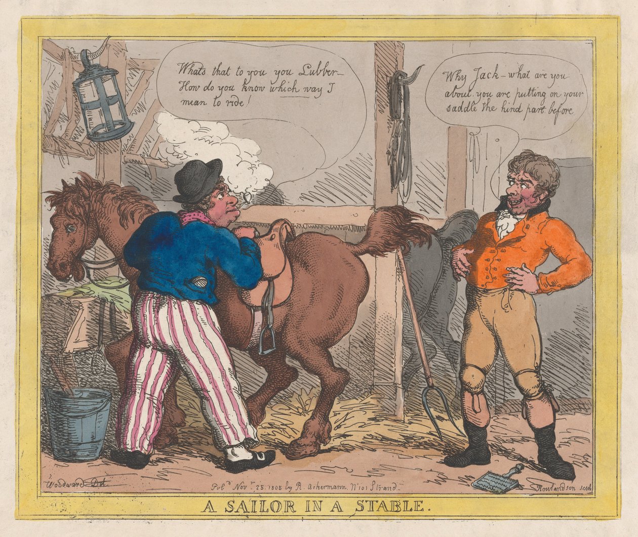 Merimies tallissa, 25. marraskuuta 1805, 25. marraskuuta 1805. tekijältä Thomas Rowlandson
