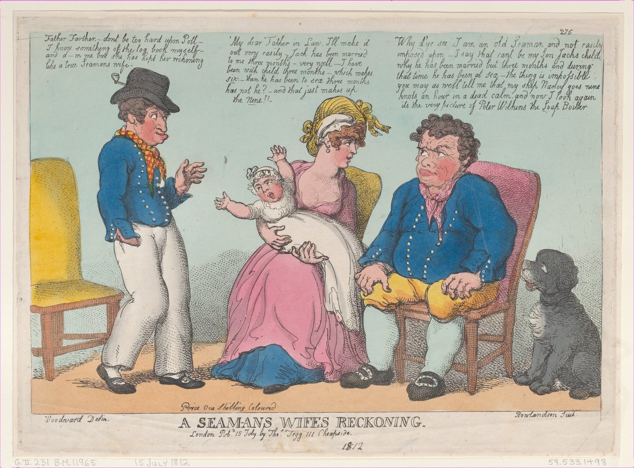Merimiehen vaimon tilinpäätös, 15. heinäkuuta 1812, 15. heinäkuuta 1812. tekijältä Thomas Rowlandson