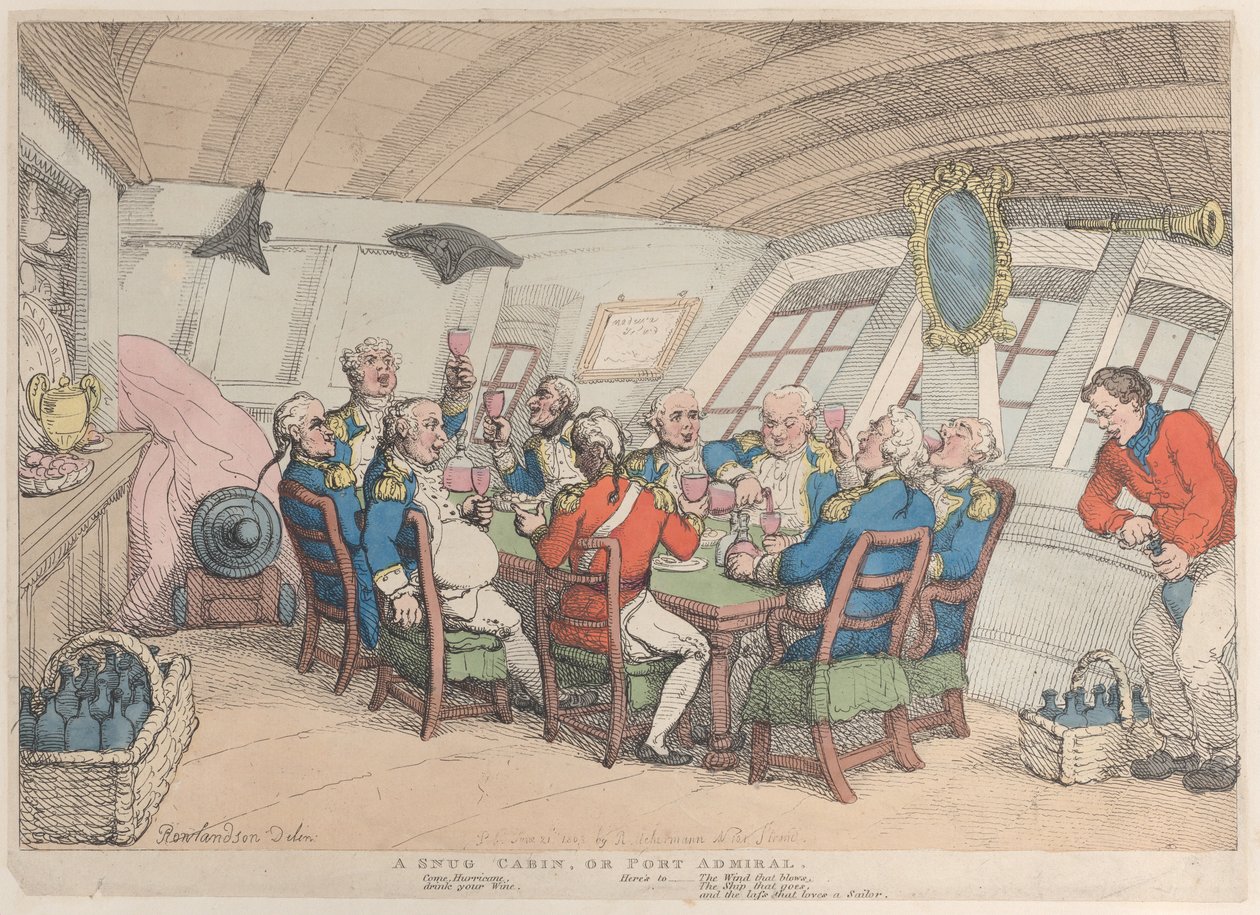 A Snug Cabin tai Port Admiral, 21.6.1808., 21.6.1808. tekijältä Thomas Rowlandson