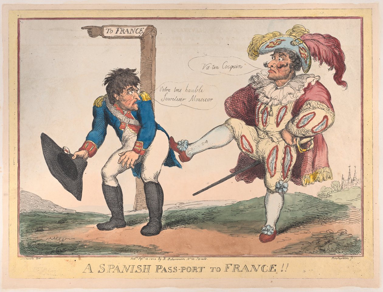 Espanjalainen passi Ranskaan!!, 12. syyskuuta 1808, 12. syyskuuta 1808. tekijältä Thomas Rowlandson