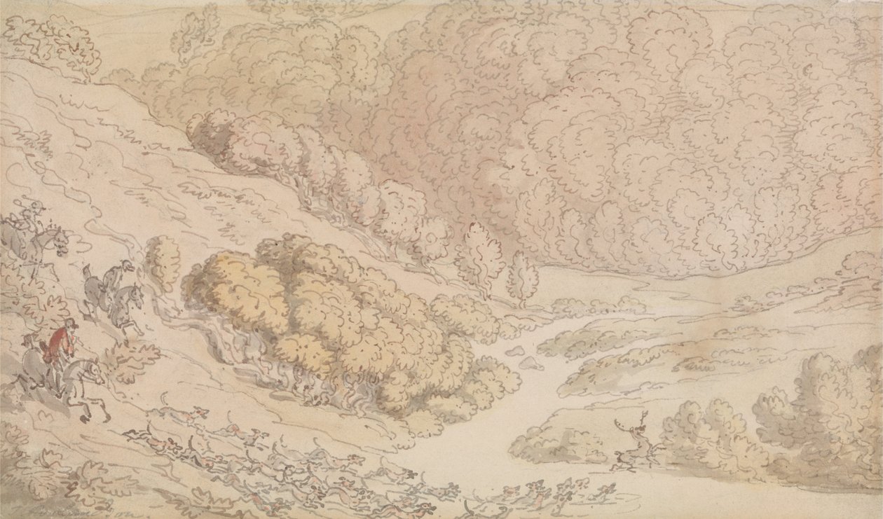 Hirvenmetsästys Länsi-Englannissa tekijältä Thomas Rowlandson