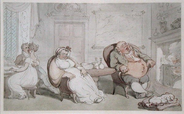 Varastettu suudelma (akvarelli paperille) tekijältä Thomas Rowlandson