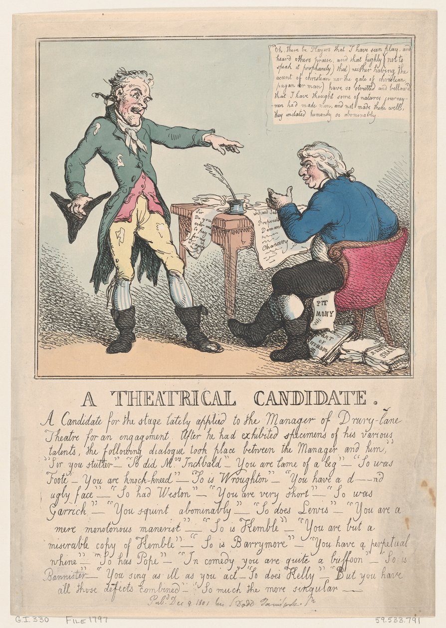 Teatteriehdokas, 1797, 1797. tekijältä Thomas Rowlandson