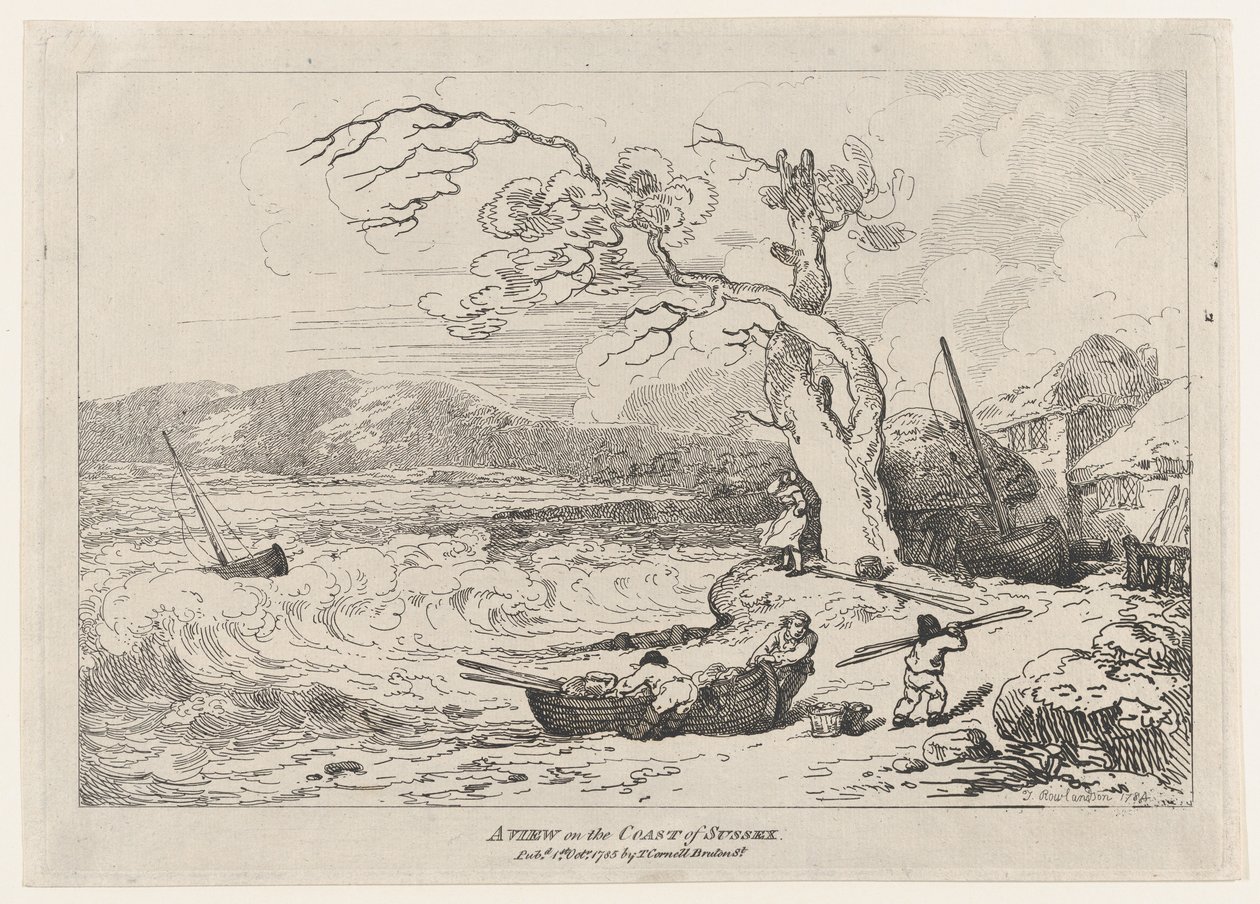 Näkymä Sussexin rannikolle, 1. lokakuuta 1785, 1. lokakuuta 1785. tekijältä Thomas Rowlandson