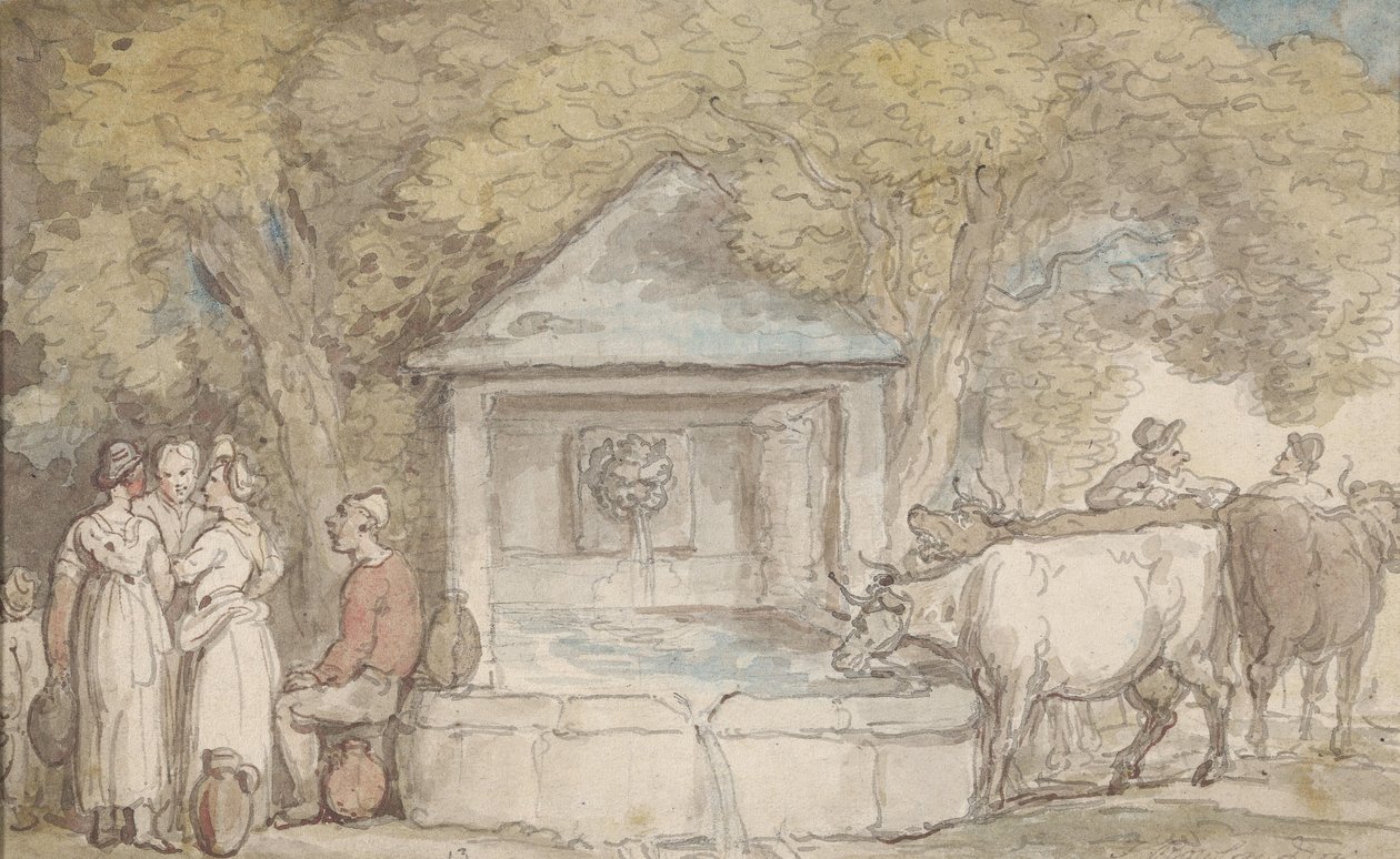 Kylän suihkulähde tekijältä Thomas Rowlandson