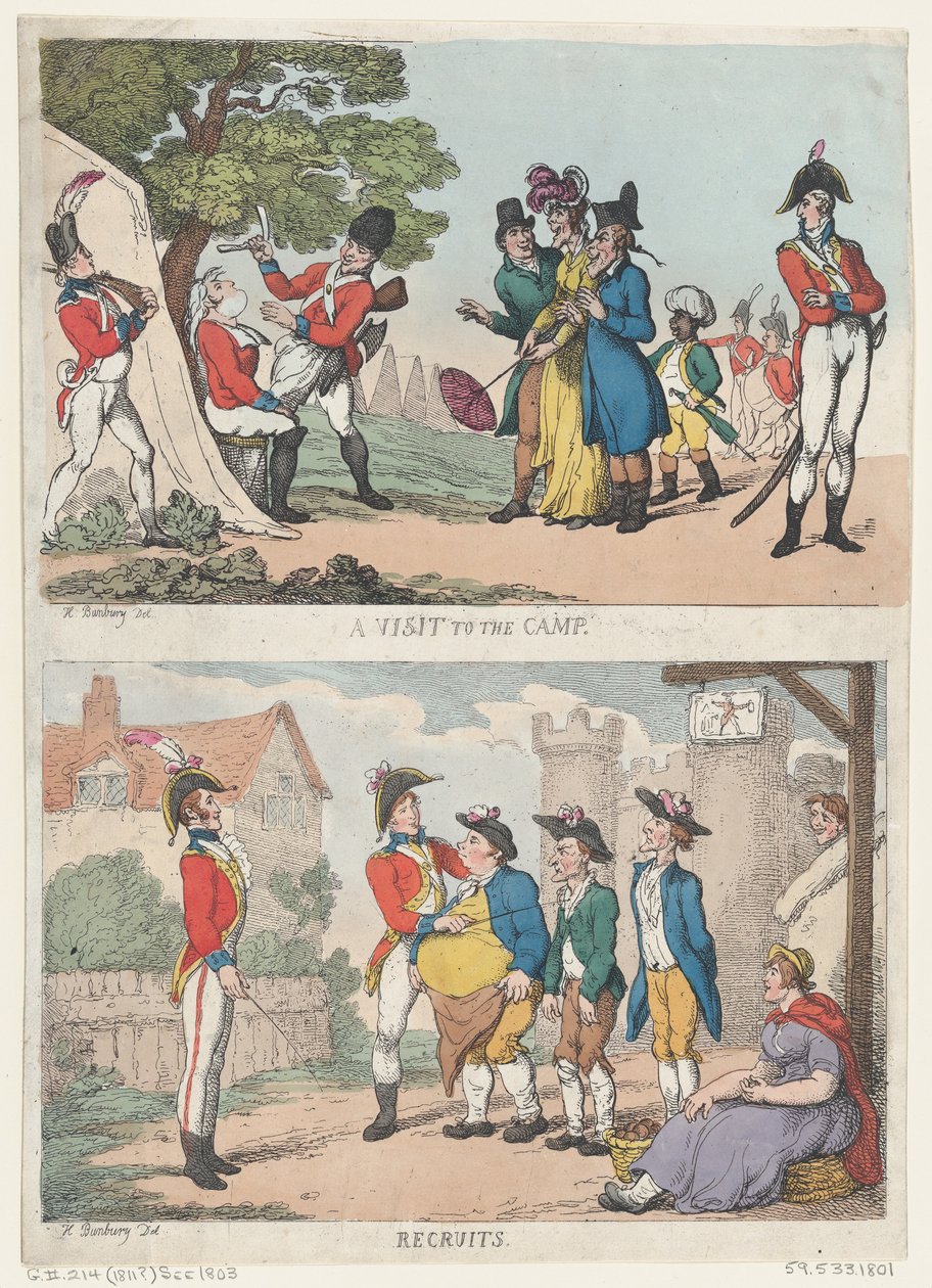 Vierailu leirille ja värvätyt, 1811, 1811. tekijältä Thomas Rowlandson