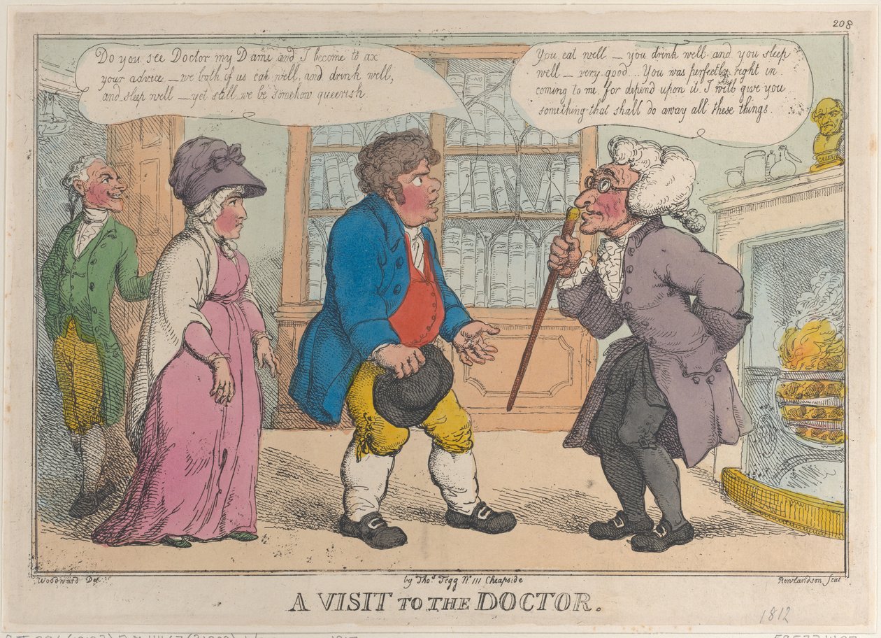 Vierailu lääkärin luona, 1809-12, 1809-12. tekijältä Thomas Rowlandson