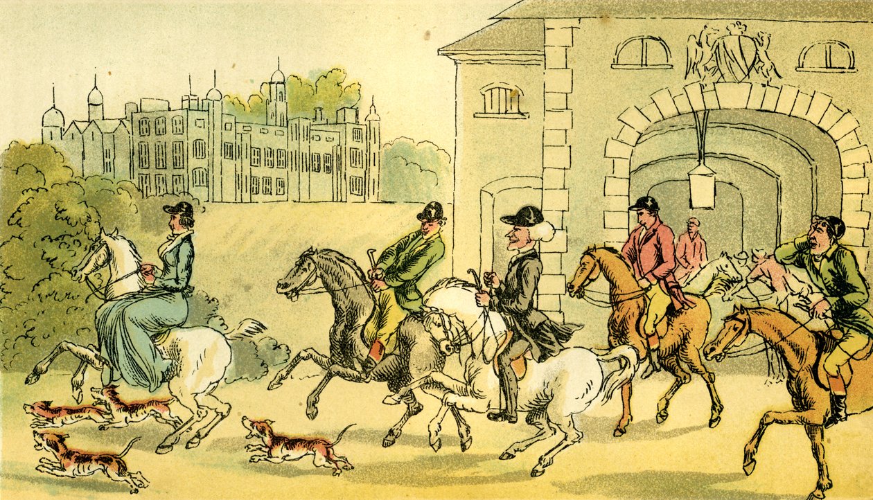 "Jalo metsästysseurue" tekijältä Thomas Rowlandson