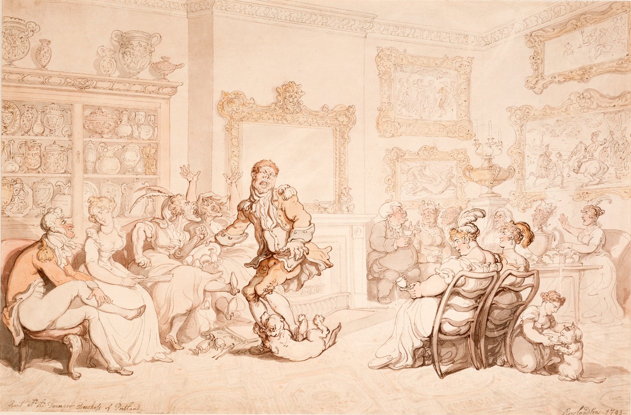 Vastaanotto Portlandin herttuattaressa, 1703 tekijältä Thomas Rowlandson