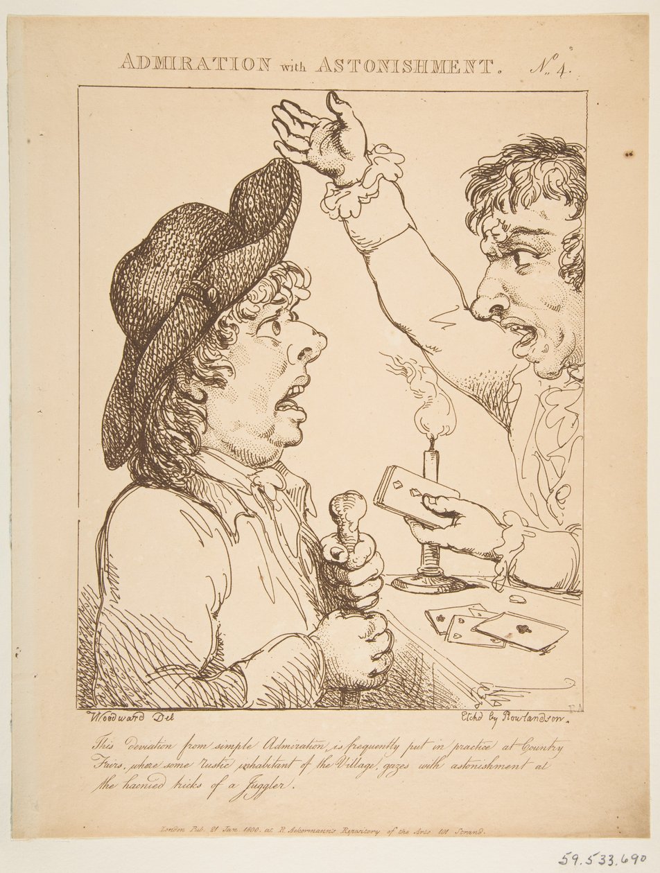 Ihailu hämmästyneenä Le Brun Travested eli Karikatyyrit intohimoista, 21. tammikuuta 1800. tekijältä Thomas Rowlandson