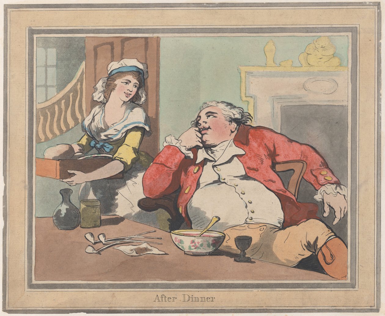 Illallisen jälkeen 22. lokakuuta 1789, 22. lokakuuta 1789. tekijältä Thomas Rowlandson