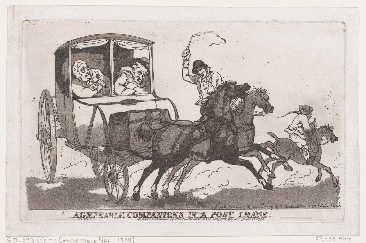 Agreeable Companions in a Post Chaise, 5.6.1790., 5.6.1790. tekijältä Thomas Rowlandson