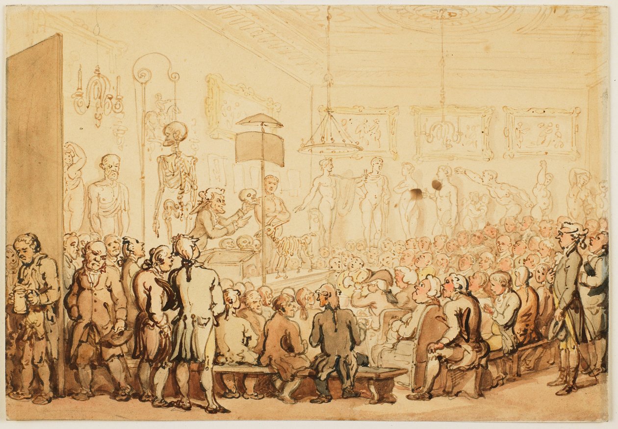 Anatomian luento Kuninkaallisessa taideakatemiassa tekijältä Thomas Rowlandson