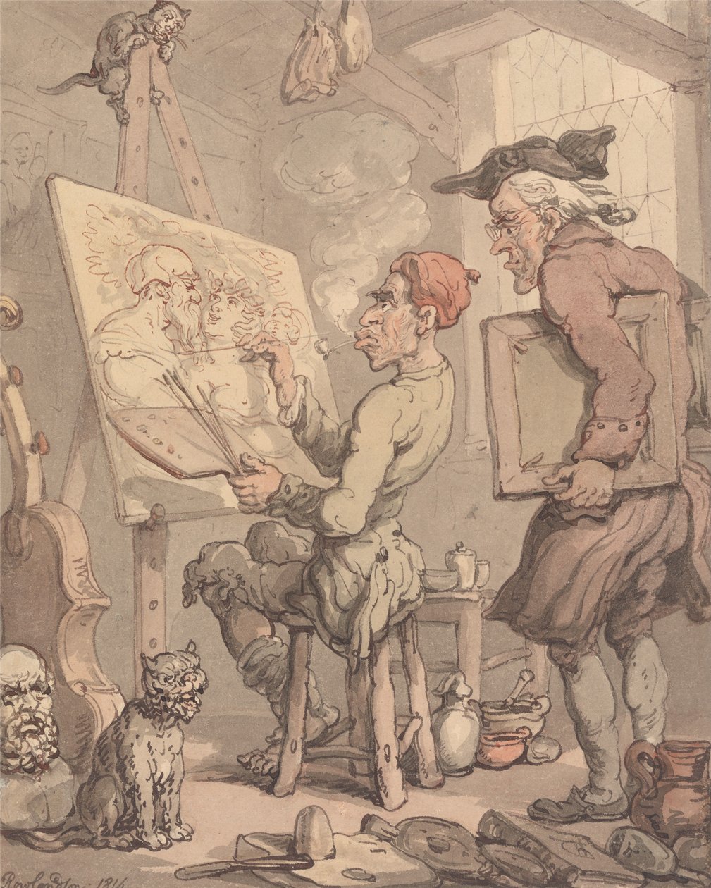 Taiteilijan ateljee tekijältä Thomas Rowlandson