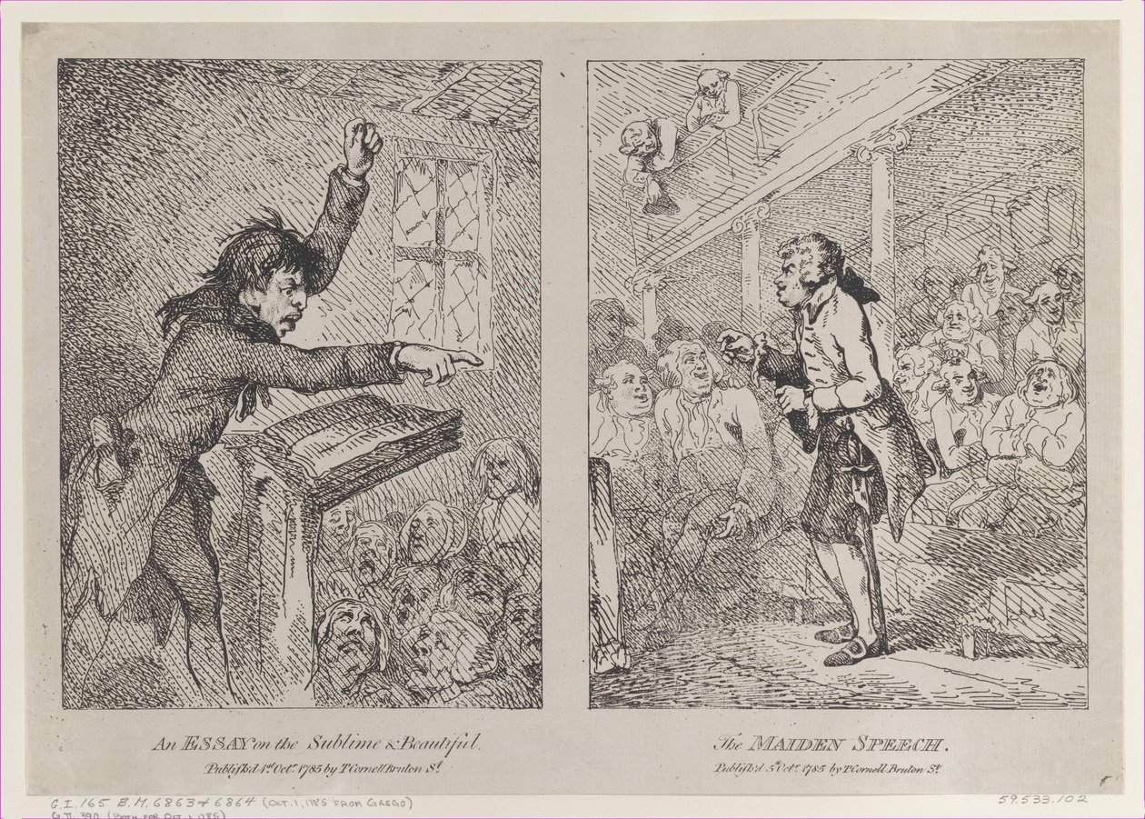Essee ylevästä ja kauniista, Neitsytpuhe, 1. lokakuuta 1785, 1. lokakuuta 1785. tekijältä Thomas Rowlandson