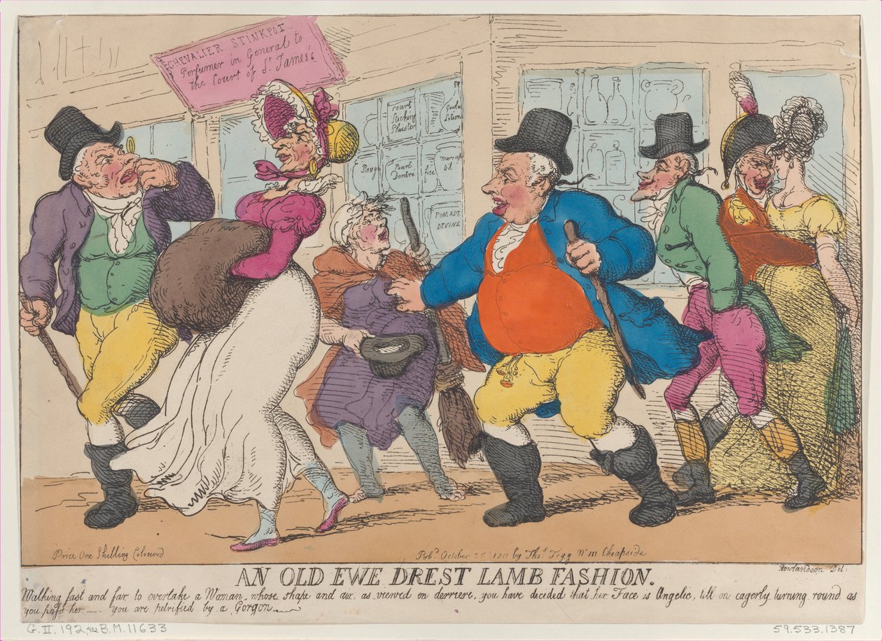 An Old Ewe Drest Lamb Fashion, 25. lokakuuta 1810, 25. lokakuuta 1810. tekijältä Thomas Rowlandson
