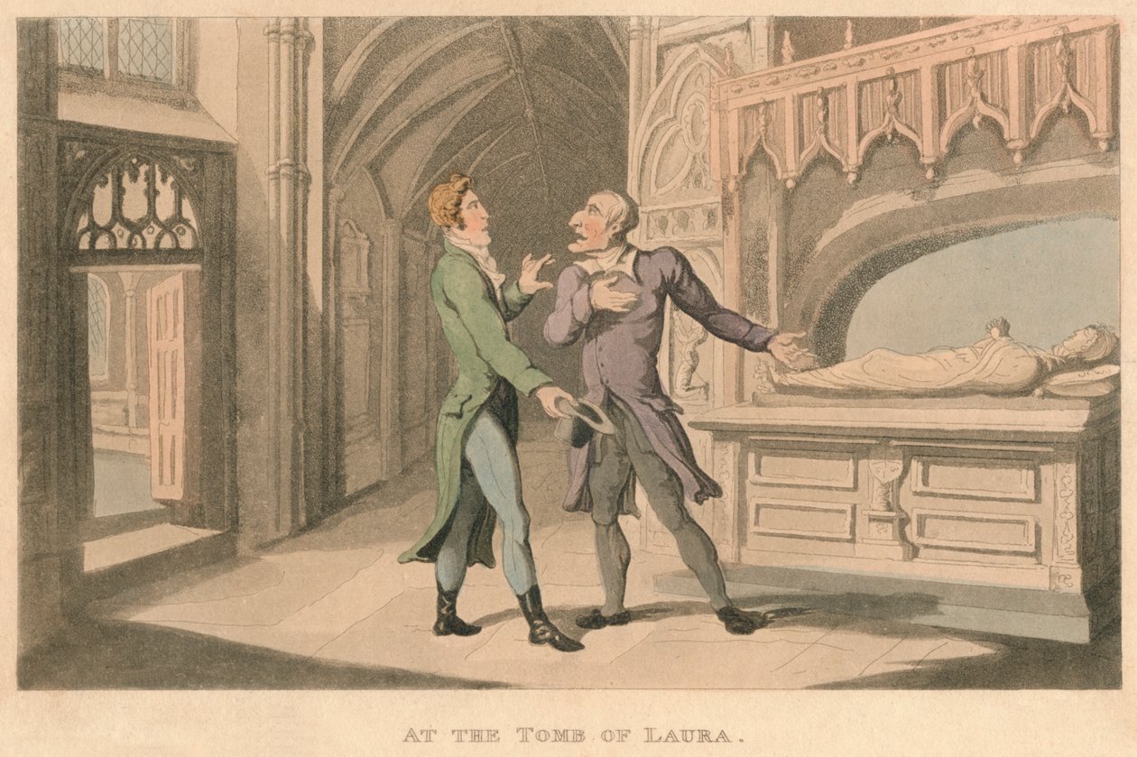Lauran haudalla, 1821 tekijältä Thomas Rowlandson