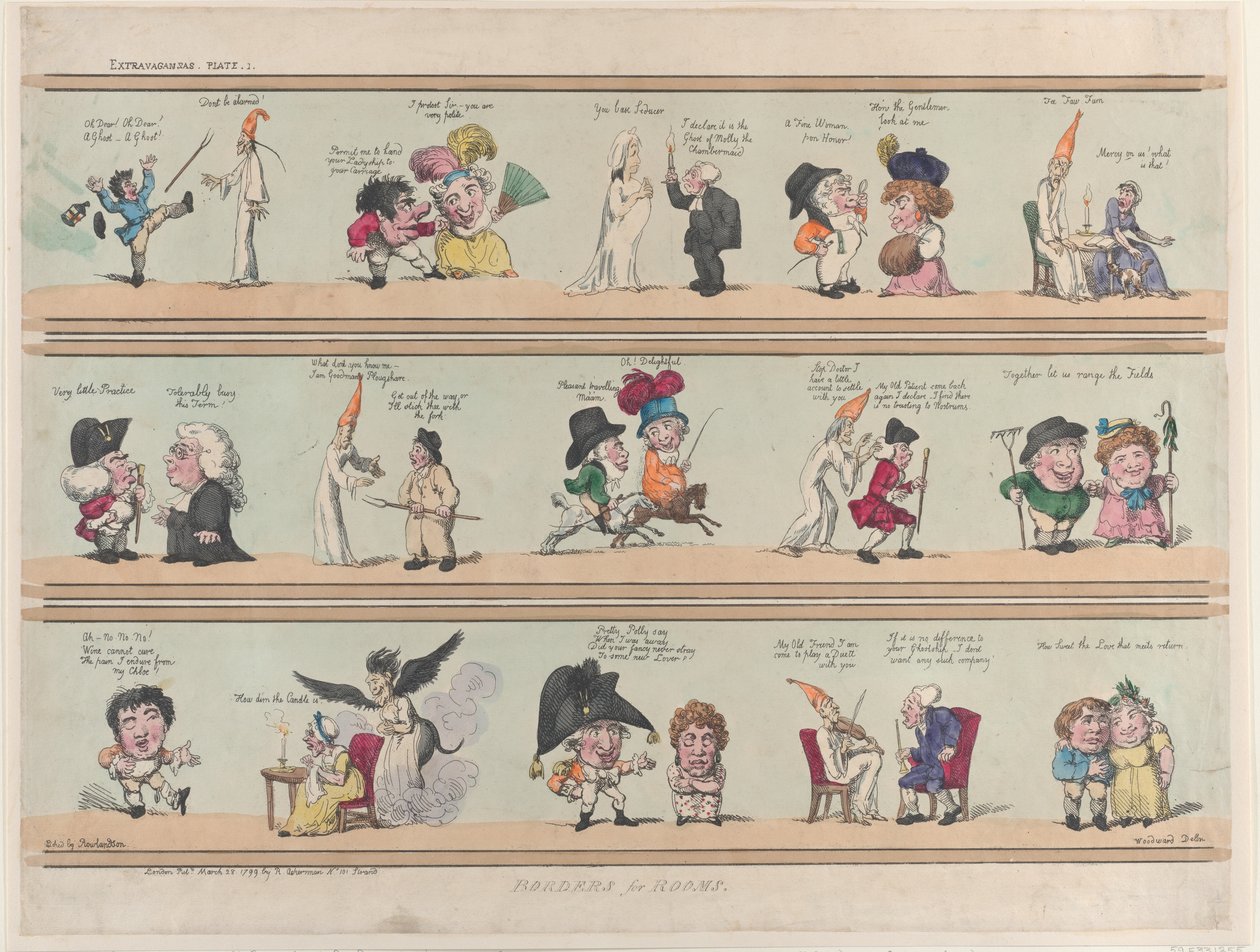 Borders for Rooms, Extravaganzas Plate 1, 28. maaliskuuta 1799., 28. maaliskuuta 1799. tekijältä Thomas Rowlandson