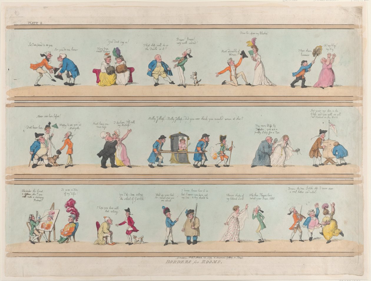 Huoneiden rajat, levy 2, 25. maaliskuuta 1799, 25. maaliskuuta 1799. tekijältä Thomas Rowlandson