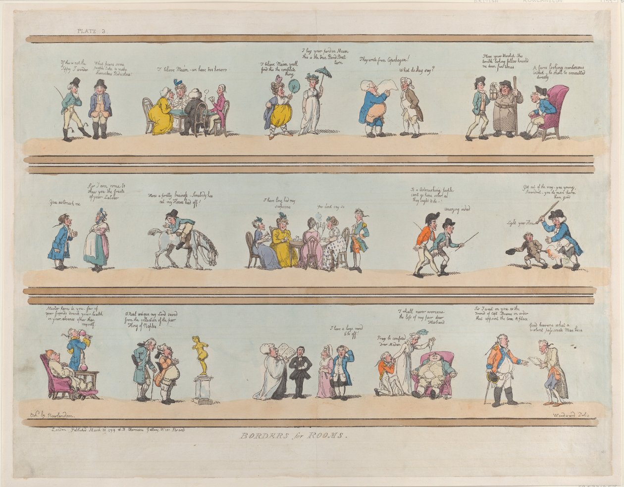 Huoneiden rajat, levy 3, 30. maaliskuuta 1799, 30. maaliskuuta 1799. tekijältä Thomas Rowlandson